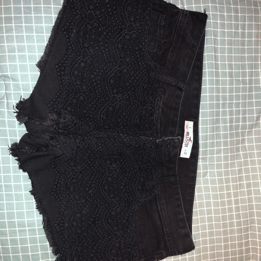 Black with embroidered front jean shorts